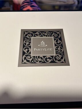 PartyLite Black and Silver Decorative Centerpiece Box Lid